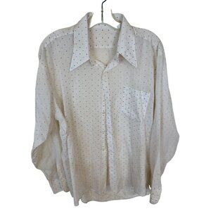 Vintage Mens Long Sleeve Button Up Shirt Western Retro Soft Thin L